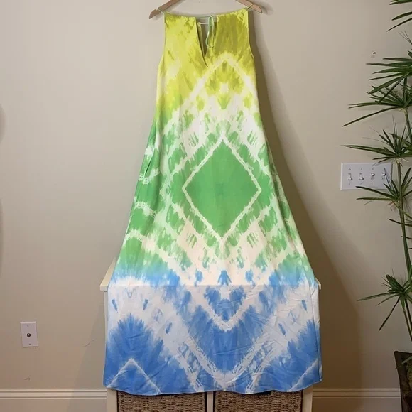 Amanda Uprichard | Julie Rainbow Tie Dye Pocket Sleeveless Halter Maxi Dress S - Picture 15 of 17